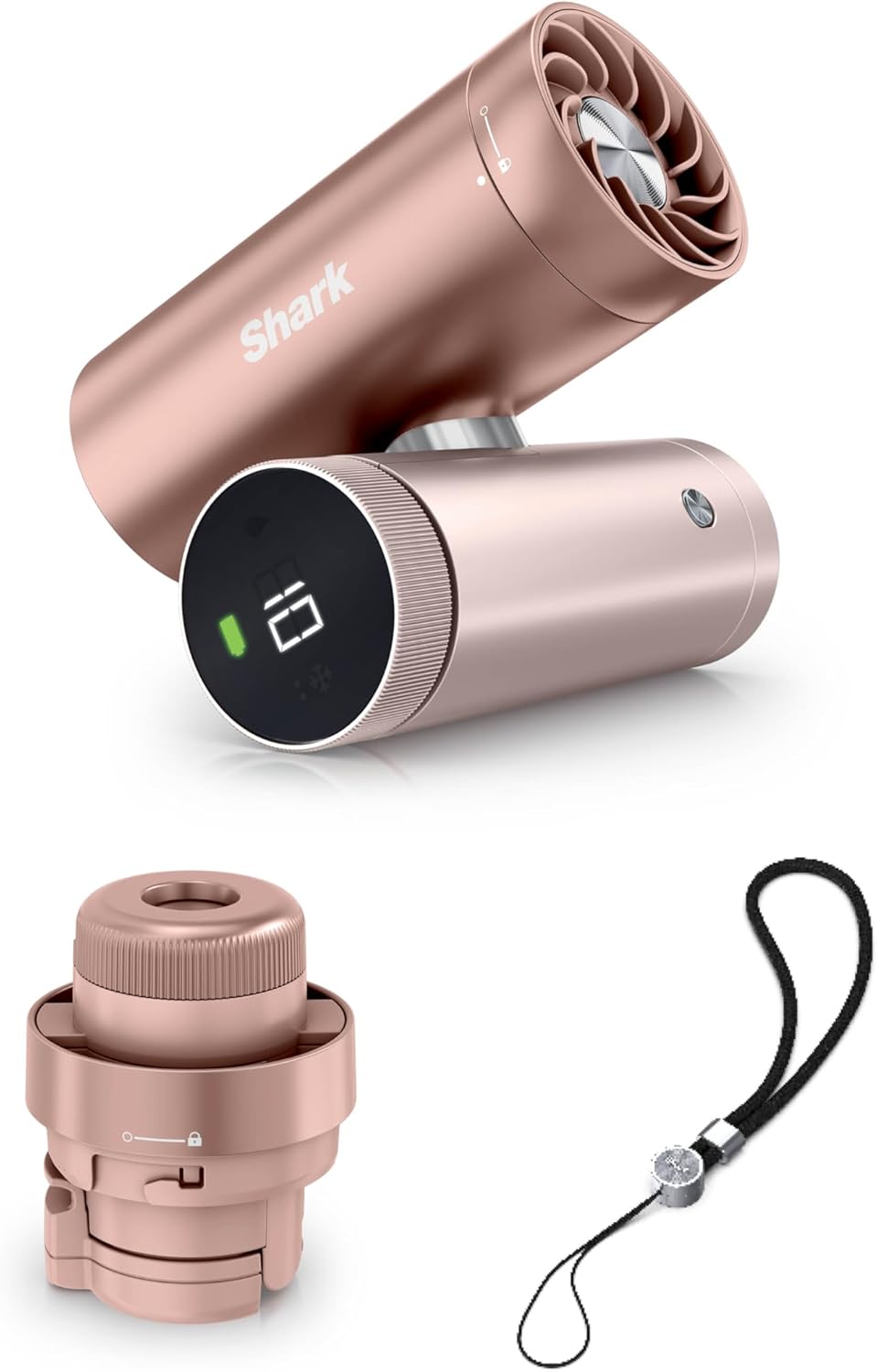 Shark ChillPill: The 2-in-1 Personal Cooling System with Fan, Dry-Touch Mist – Portable, Handheld, Included Wristlet, Rose Gold (FA023)