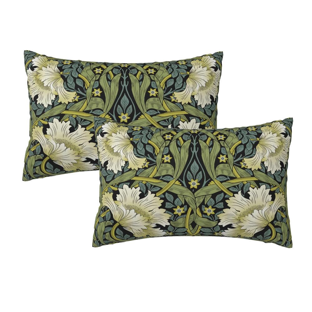 Keebik William Morris Pimpernel Throw Pillow Covers Set of 2 Cushion Covers for Couch Home Bed Living Room Decorative Pillow Cases 12x20 Inch