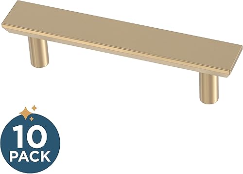 Miniatura 2 de Franklin Brass Simple Chaflanado (paquete de 5) manijas de gabinete de 3 pies con agujero central de bronce champán, tiradores dorados, aparador,