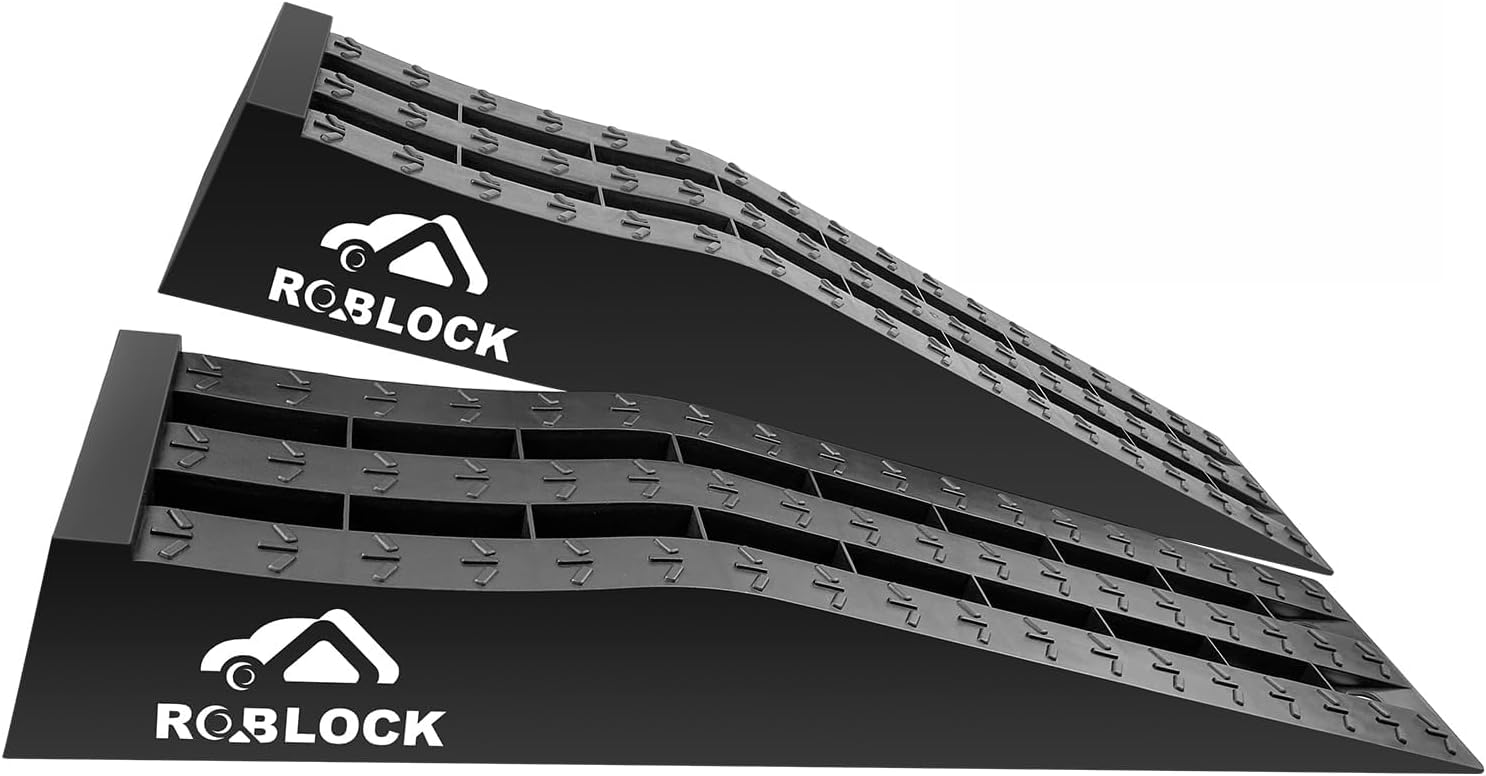 ROBLOCK Heavy Duty Car Ramps for Oil Changes, Portable Low Profile Car Ramps, 31.5''x8.1''x4.9'', G.V.W 10000 LBS, 2 Packs