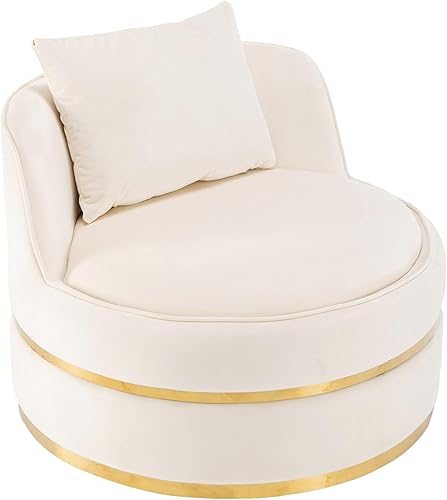 Miniatura 8 de Harper & Bright Designs Silla giratoria de 360 grados, moderna silla tapizada de terciopelo, silla suave con cojín de asiento para sala de estar,