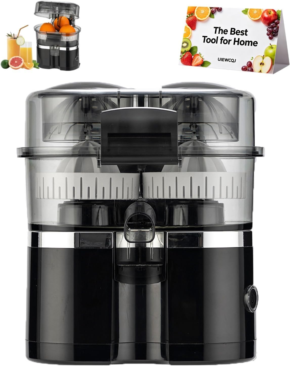 Dual-Head Automatic Citrus Juicer, Orange Juicer Electric, Plug-In Lemon Squeezer with Power Cord, Powerful Lemon Juicers for Home, Kitchen and Daily Drinks, Detachable, Easy to Clean(White)