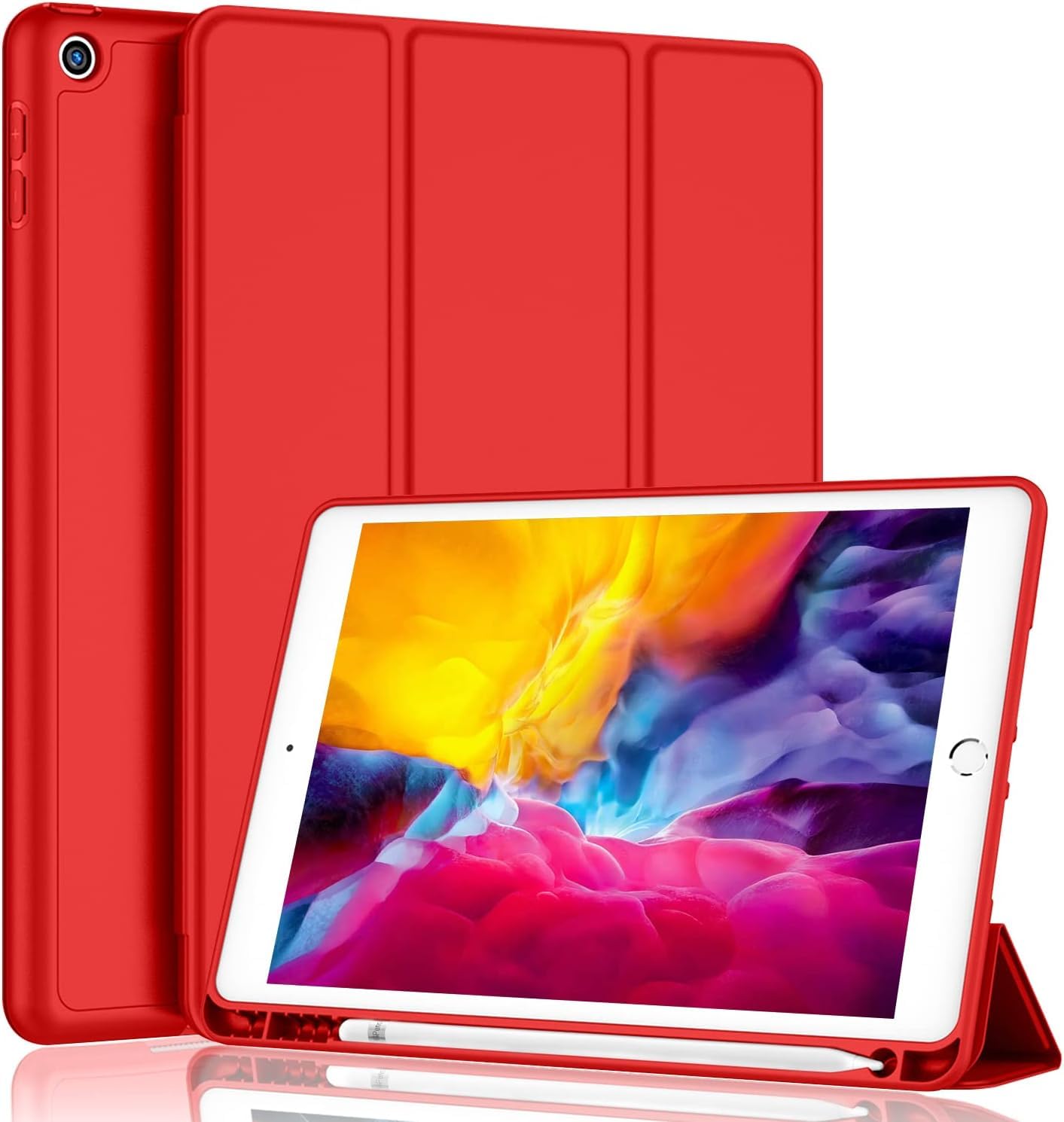 Smart Case with Pencil Holder Compatible With iPad 10.2/10.5, Trifold Stand Smart Case, Soft TPU Back Auto Wake/Sleep Dust Proof & Anti-Finger Print, Dual angle View Heavy Duty Protection