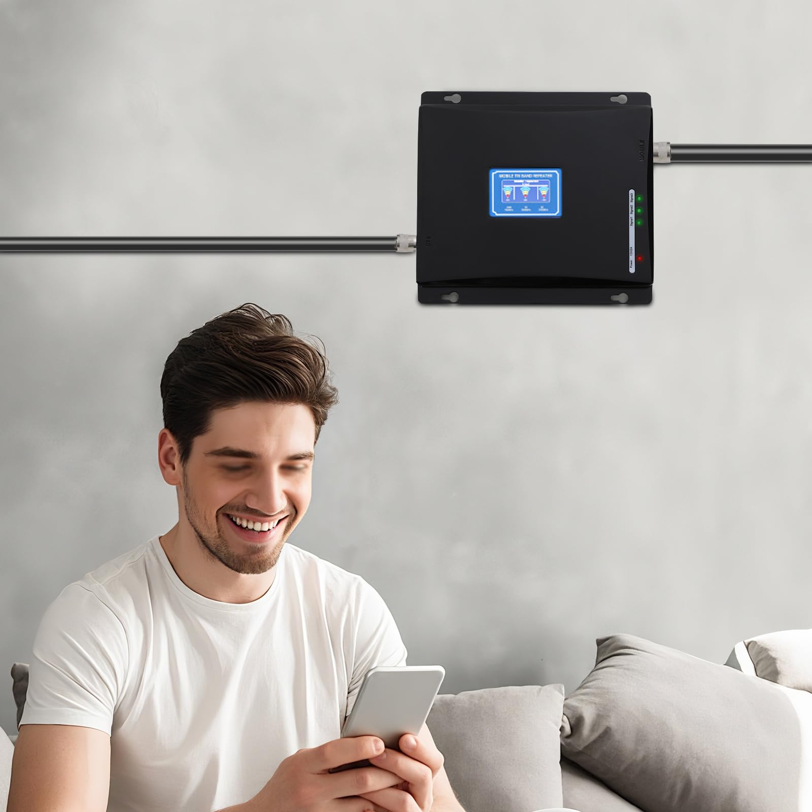 Amplificateur de signal pour téléphone portable Tri-Band 4G 3G GSM Amplificateur pour la maison et le bureau | Écran LCD et câble flexible pour une installation facile - Élimine efficacement les ruptures du signal