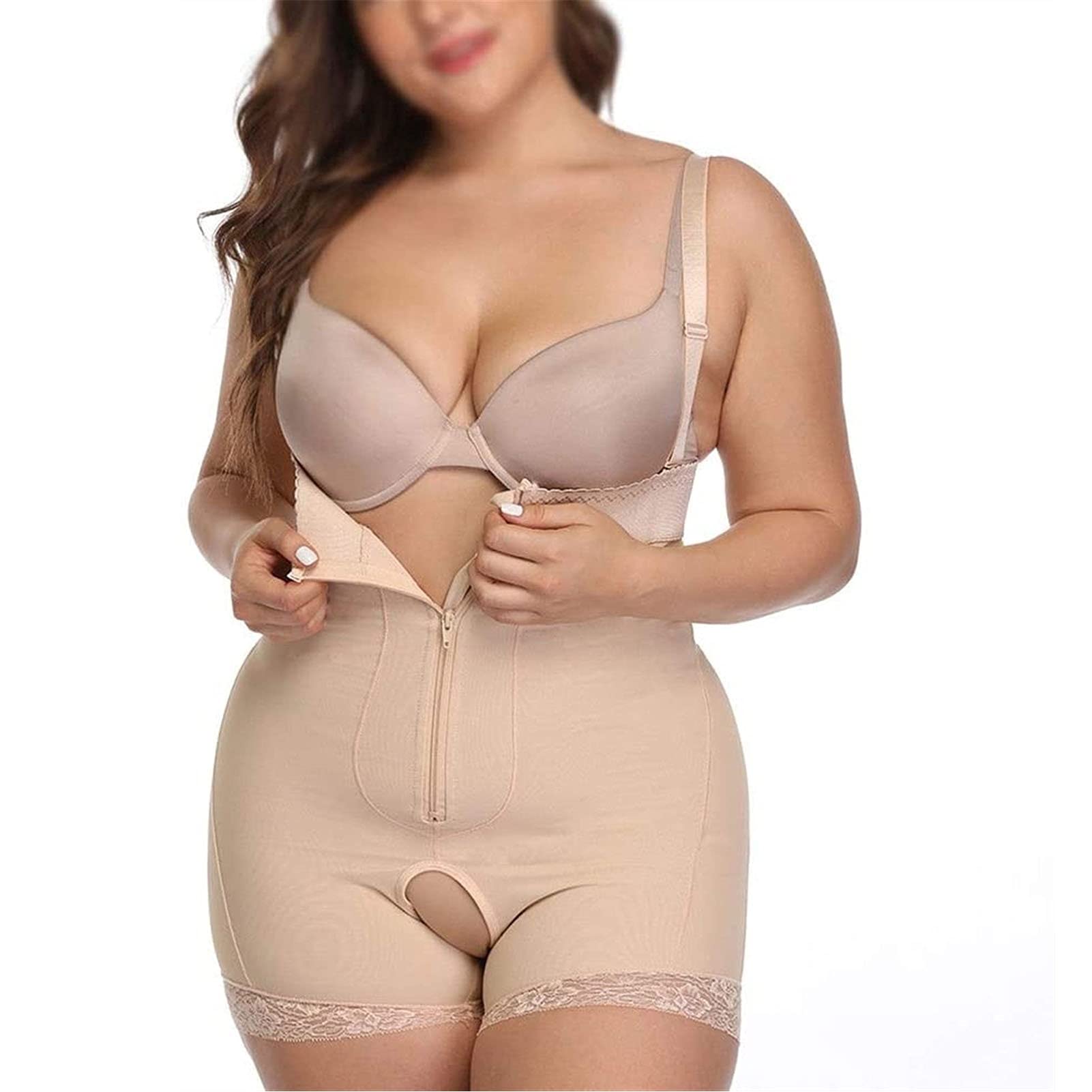 Body moldeador ajustable para mujer, sin costuras, control de abdomen, cintura alta, con cremallera, adelgazante de muslos