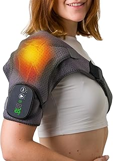 Heated Shoulder Wrap - Cordless Heating Pad Massager With Vibration, 3 Heating and Speed Adjustable Settings, Wearable Brace (2)