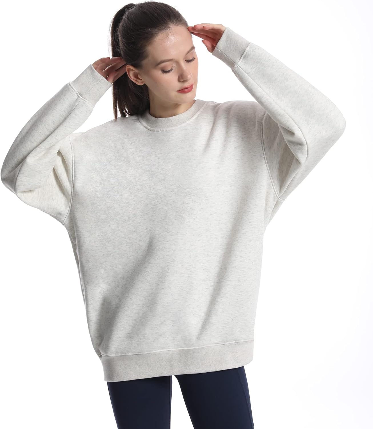 THE GYM PEOPLE Womens' Fleece Crewneck Loose fit Soft Oversized Pullover Sweatshirt - Image 3
