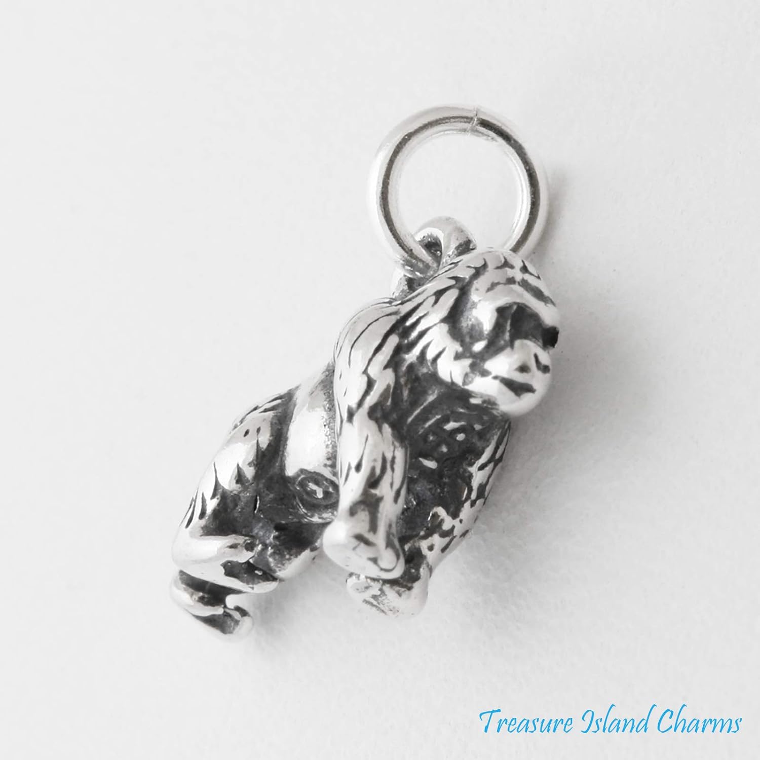 Gorilla Monkey Ape 3D 925 Solid Sterling Silver Charm Pendant Bracelet Jewelry Making Supply