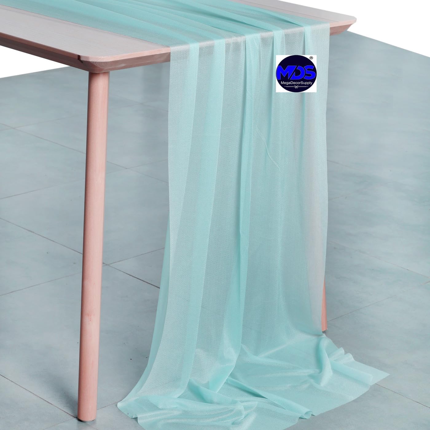 VDS 14ft Chiffon Table Runner 29x170 Inches Shimmer Sheer Centerpiece Cloth for Wedding Bridal Shower Birthday Graduation Engagement Ceremony Event Party Banquet Table Decoration (15 PC)(Teal)