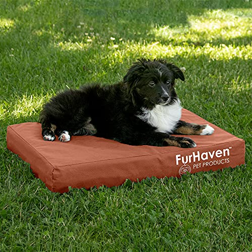 Furhaven Pet Bed For Dogs And Cats - Water-Resistant Indoor-Outdoor Logo Print Oxford Mattress Egg Crate Orthopedic Dog Bed, Removable Cover - Chestnut, Small #TOP2