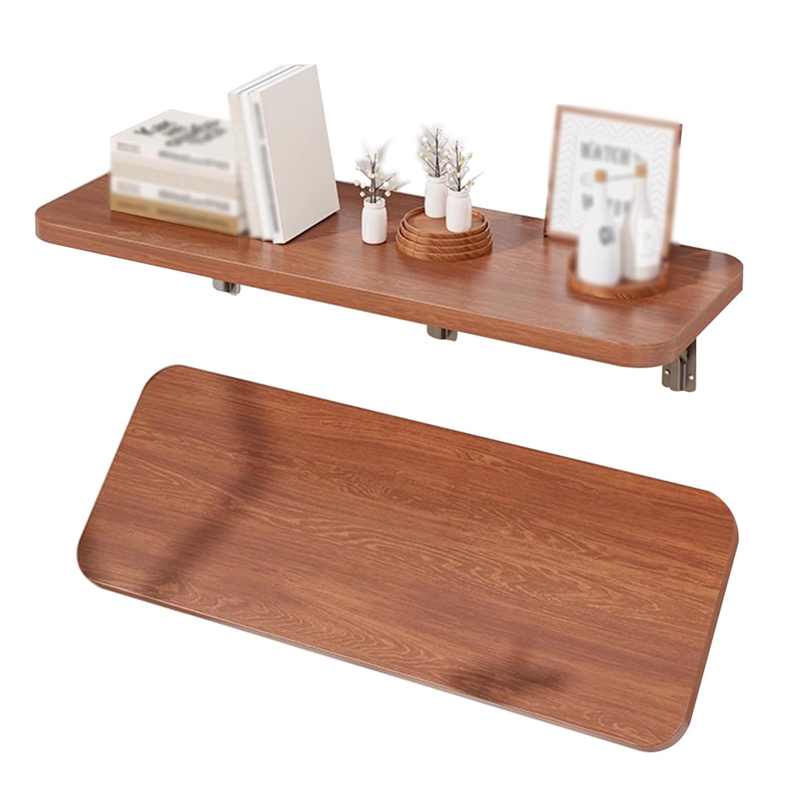 GJZQDKX Folding Wall Desk - Space-Saving Floating Table for Home, Office, Study & Kitchen - Collapsible Work Bench (Walnut, 40x30cm)