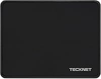 TECKNET Waterproof Mouse Pad with Stitched Edges, Non-Slip Base & Ultra-Smooth Surface - Gaming Mouse Mat for Laptop, Laser/Optical Mice - Black 10.6x8.2"