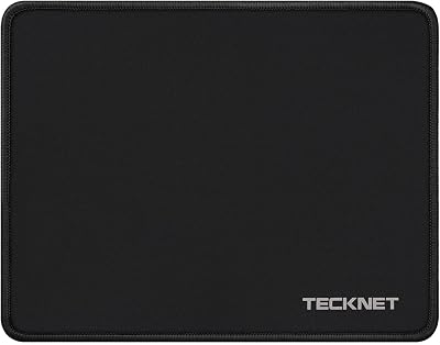 TECKNET Mouse Pad with Durable Anti-fray Stitching, Black Small Mousepad