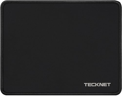 TECKNET Mouse Pad with Durable Anti-fray Stitching, Black Small Mousepad