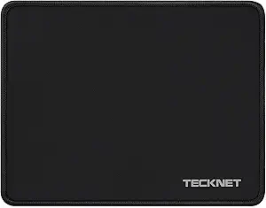 TECKNET Mouse Pad with Anti-fray Stitching, Waterproof Surface & Non-Slip Rubber Base with Stitched Edges Gaming Mouse Mat for Laptop，Compatible with Laser and Optical Mice - Black
