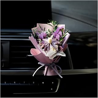 Dried Flower Bouquet Air Freshener Car Air Outlet Vent Clip, Mini Bouquet Car Accessories Gift for Girls Women,Purple