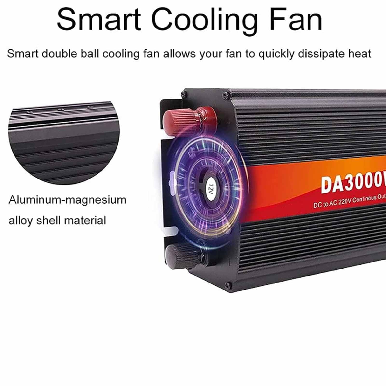 Inverter de Potencia de 5000 vatios 12V 24V 48V 60V 72V DC a AC 110V 220V Convertidor de Potencia con Ventilador de enfriamiento portátil Puro inversor de Onda sinusoidal