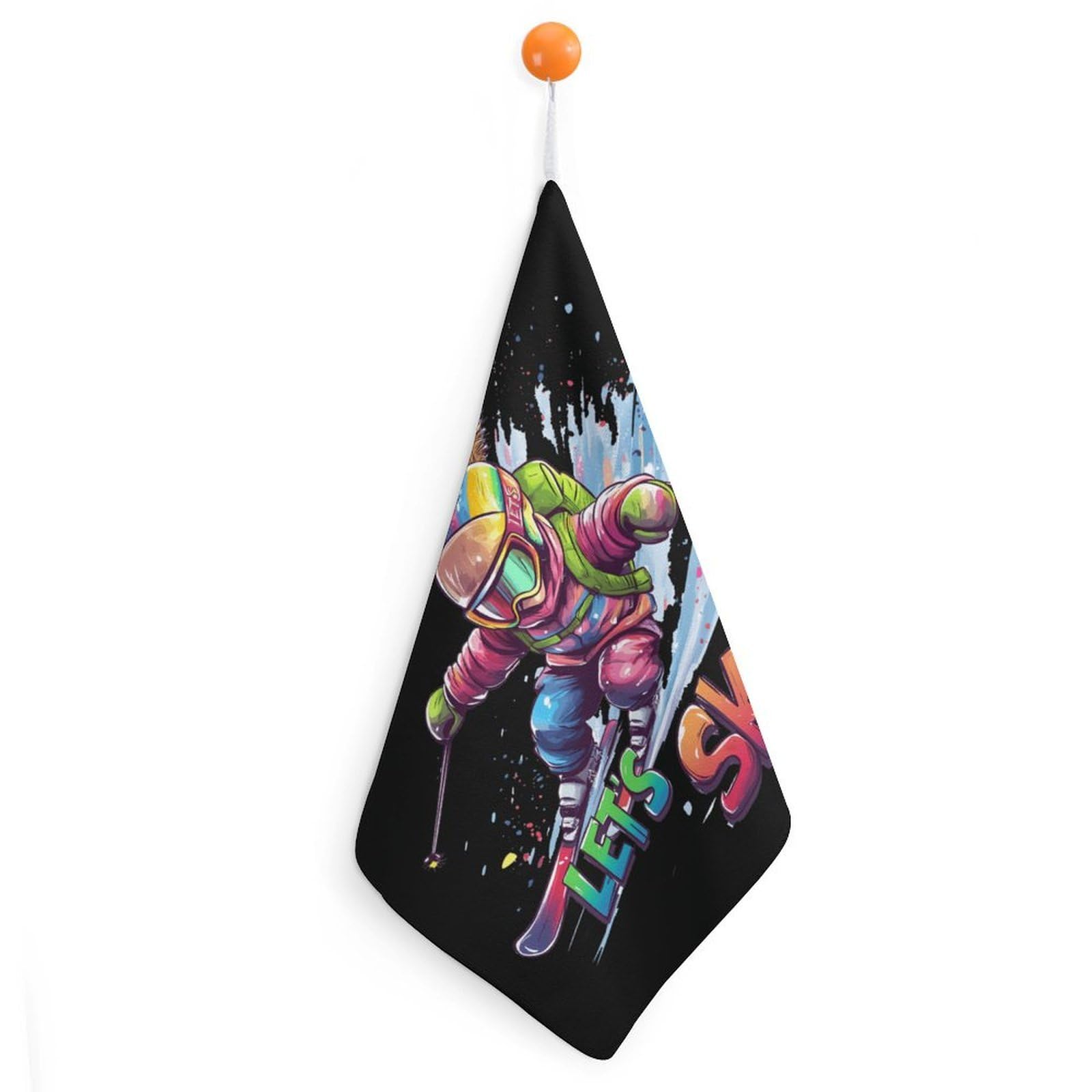 CGSBNGHA Ski Skiing Sports Hand Towel Hanging Face Towels Cleaning Cloths Handkerchief for Bathroom Kitchen