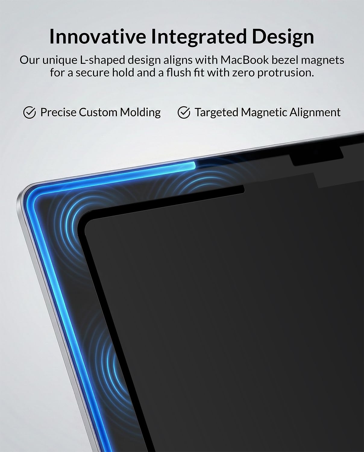 Filtro de pantalla de privacidad magnético extraíble para MacBook Air de 13.6 pulgadas (M2/M3/M4, 2022-2025), tiras en forma de L para una fijación segura, antirreflejos y bloqueo de luz