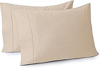 Vista 1 de Juego de 2 fundas de almohada 100% algodón egipcio, fundas de almohada refrescantes de 400 hilos, fundas de almohada suaves y transpirables con Beige