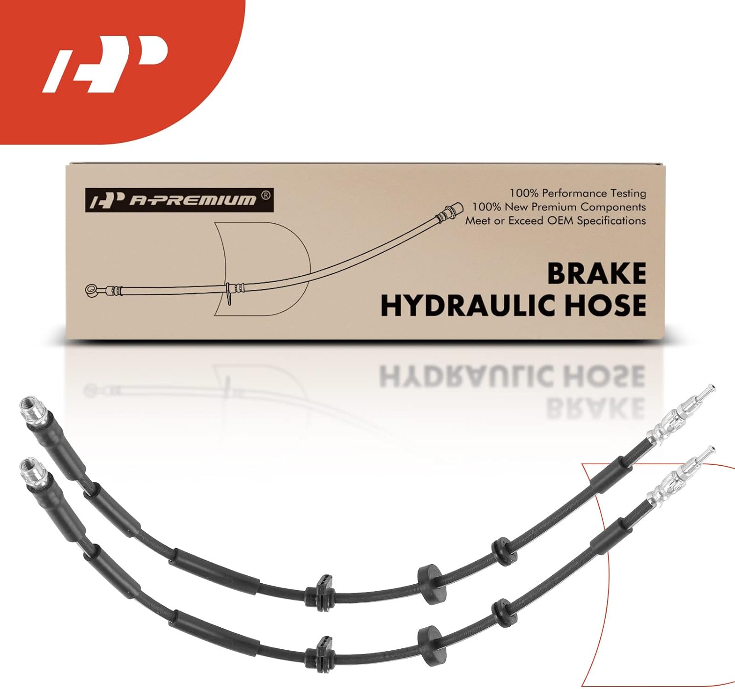 A-Premium Front Brake Hydraulic Hoses Compatible with Select BMW Models - 528i, 528i xDrive, 530e, 530i, 535d, 535i, 640i, 640i Gran Coupe, 650i, 740i, 750i, 760Li, ActiveHybrid 5, 840i(Pack of 2)