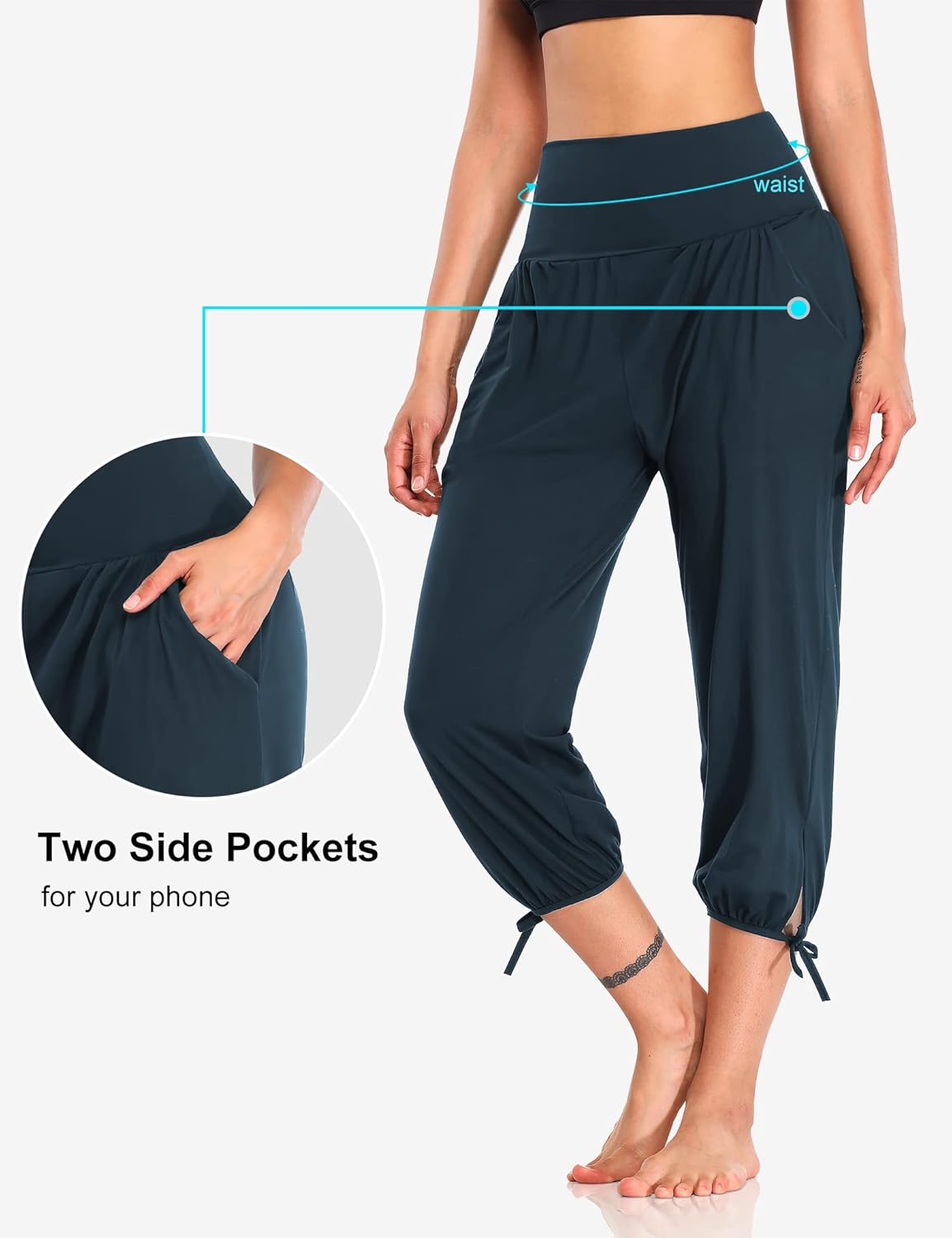 DIBAOLONG Womens Yoga Pants Capri Loose Workout Sweatpants Comfy Lounge Joggers with Pockets - Image 4