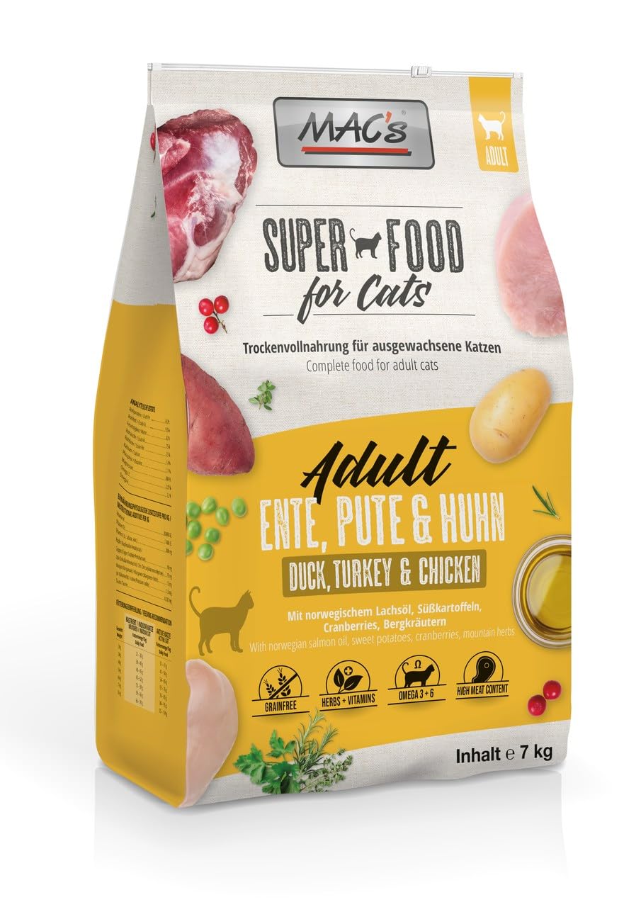 Mac's Cat Premium Trockenfutter für Katzen, 7 kg (Ente, Truthahn und Huhn)