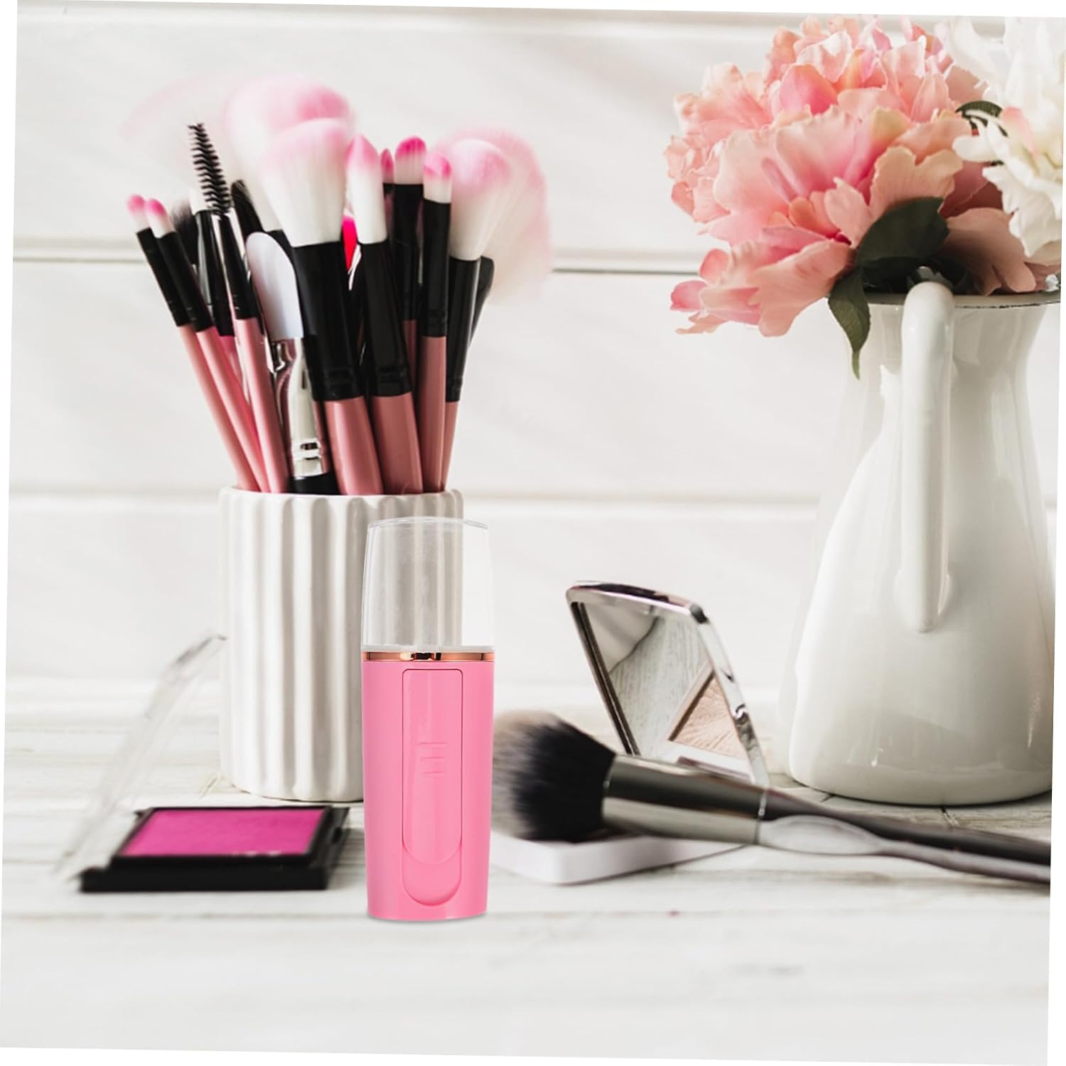 USB Rechargeable Nano Facial Steamer Sprayer for Deep Pore Cleansing and Skin Hydration Moisturizing Humidifier Silent Operation Pink for Skincare Routine and Makeup Prep