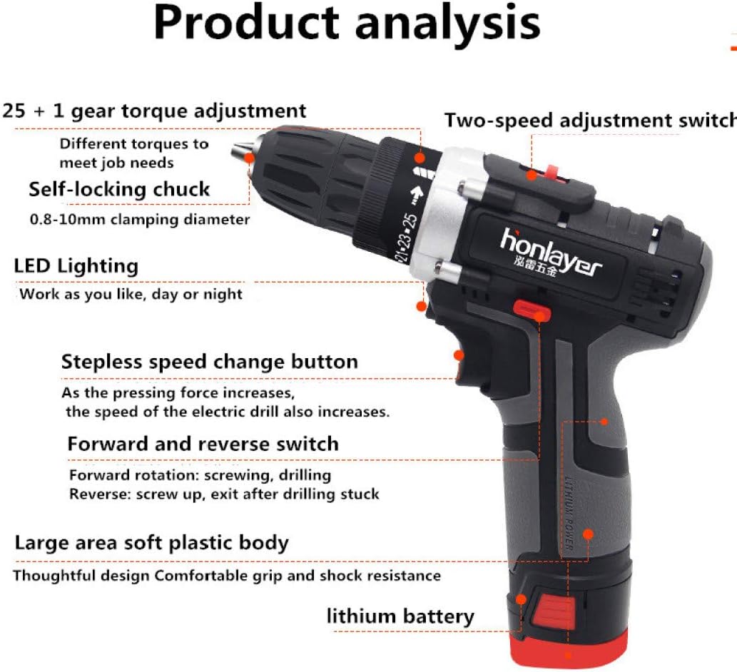 Lithium Battery Electric Drill Household Electric Screwdriver Multifunctional Handheld Electric Drill Hardware Tool 12v Rechargeable Hand Drill 21V / 12V / As Shown