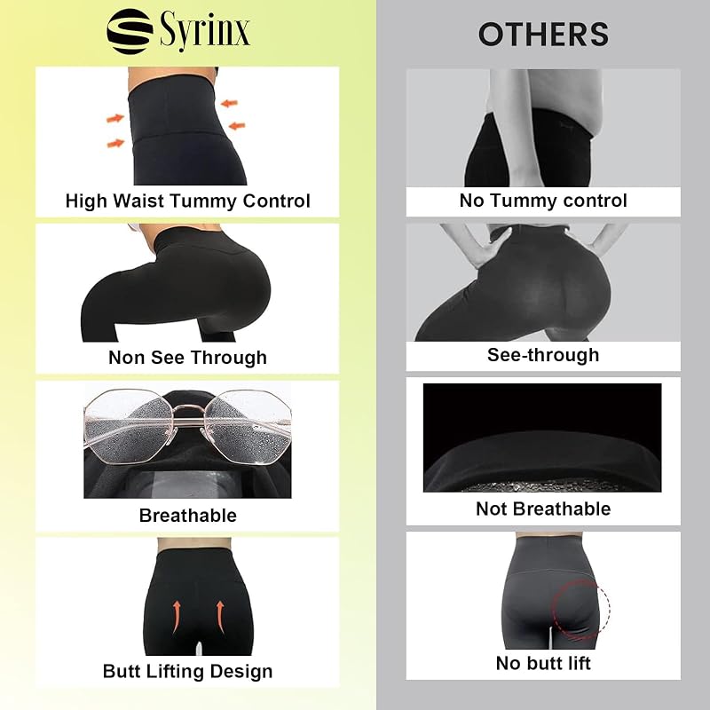 Syrinx 7 Pack High Waisted Leggings for Women - Soft Tummy Control Yoga Pants for Workout Running image 5