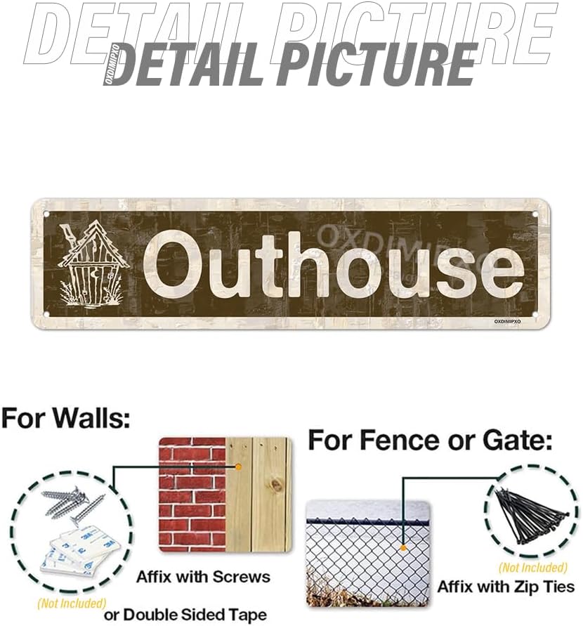 Metal Signs Outhouse Sign Funny Home Man Cave Garage Bar Wall Decoration Vintage 4x16Inches Iron Poster for Home Kitchen Bathroom Pub Club Cafe, Indoor/Outdoor Use image 5