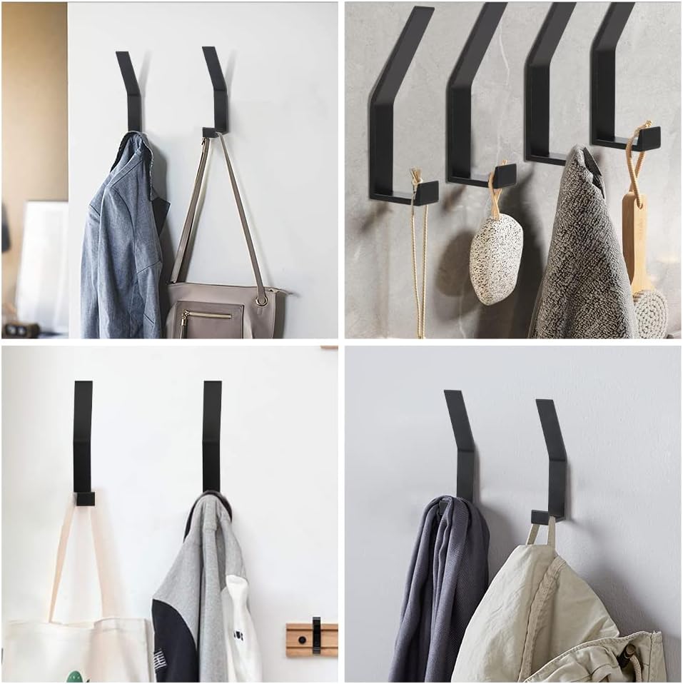 Coat Rack Hooks Wall Mounted, Black 8Packs, Bath Towel Rope Hooks for Kitchen, Door, Cabinet, Bathroom, Foyers, Hallways, and Bedrooms - Image 7