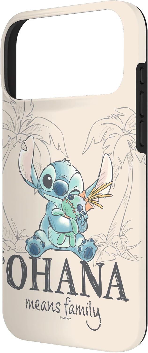 Disney Lilo & Stitch Ohana Means Family Cute Hug Sketch Case for iPhone 17 Pro Max