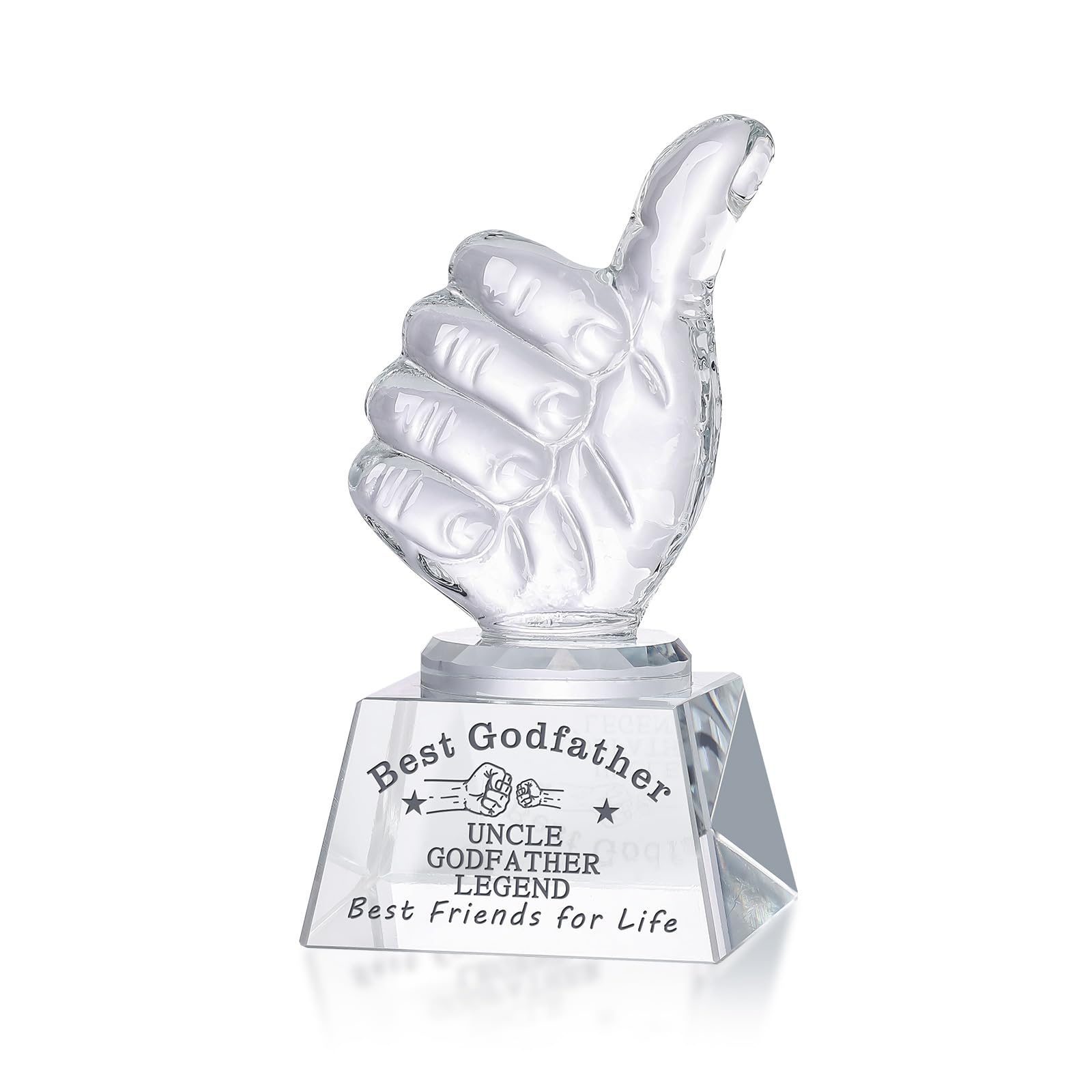 LONGWIN Godfather Gift Crystal Awards with Thumbs Up, Godfather Fathers Day, Birthday, Christmas, Thanks Giving Day Gifts from Godchild