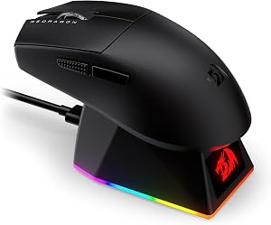 Redragon M999 Wireless Gaming Mouse, Tri-Mode Mouse with RGB Magnetic Charging Dock, 45000 DPI MAX Adjustable, 4 Programmable Buttons, Ergonomic Design for PC Laptop Mac