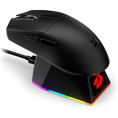 Redragon M999 Wireless Gaming Mouse, Tri-Mode Mouse with RGB Magnetic Charging Dock, 45000 DPI MAX Adjustable, 4 Programmable Buttons, Ergonomic Design for PC Laptop Mac