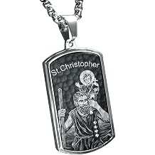 bahamut St Christopher Pendant Necklace for Men Womens,Stainless Steel Jewelry, Patron Saint of Travelers