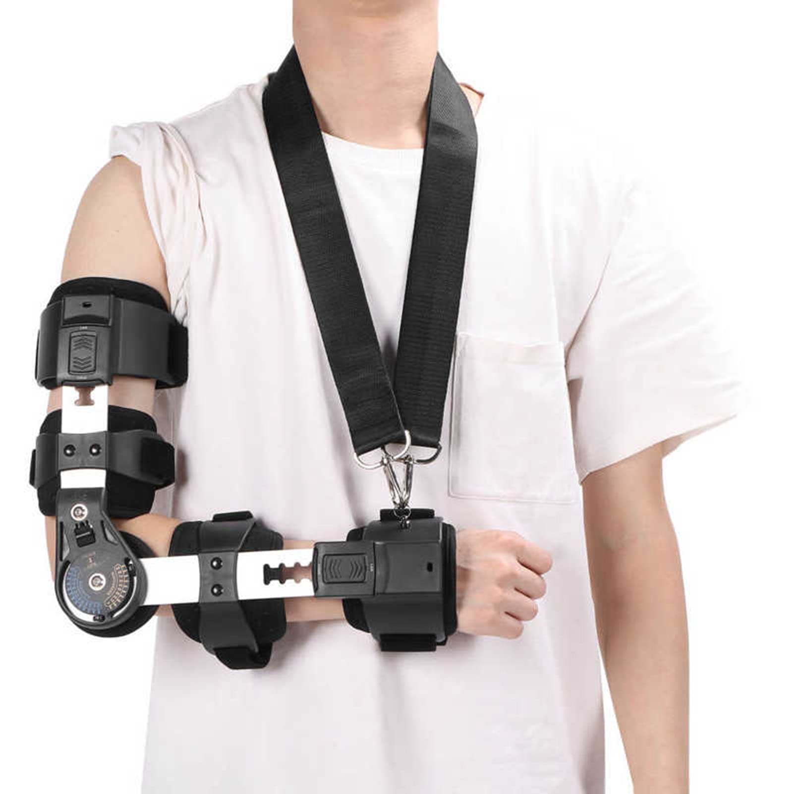 Buy Hinged ROM Elbow Brace with Strap Support Post Op Injury Recovery