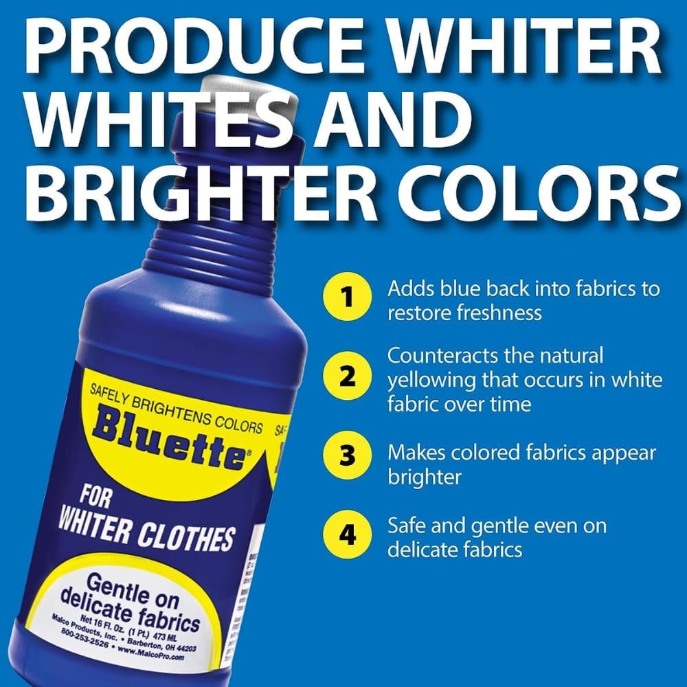 Bluette Concentrated Liquid Laundry Bluing 32 Fl Oz – Restores Whiteness & Brightness for Your Laundry, Safe & Gentle on Fabrics, Eco-Friendly Fabric Whitener for All Laundry Types image 2