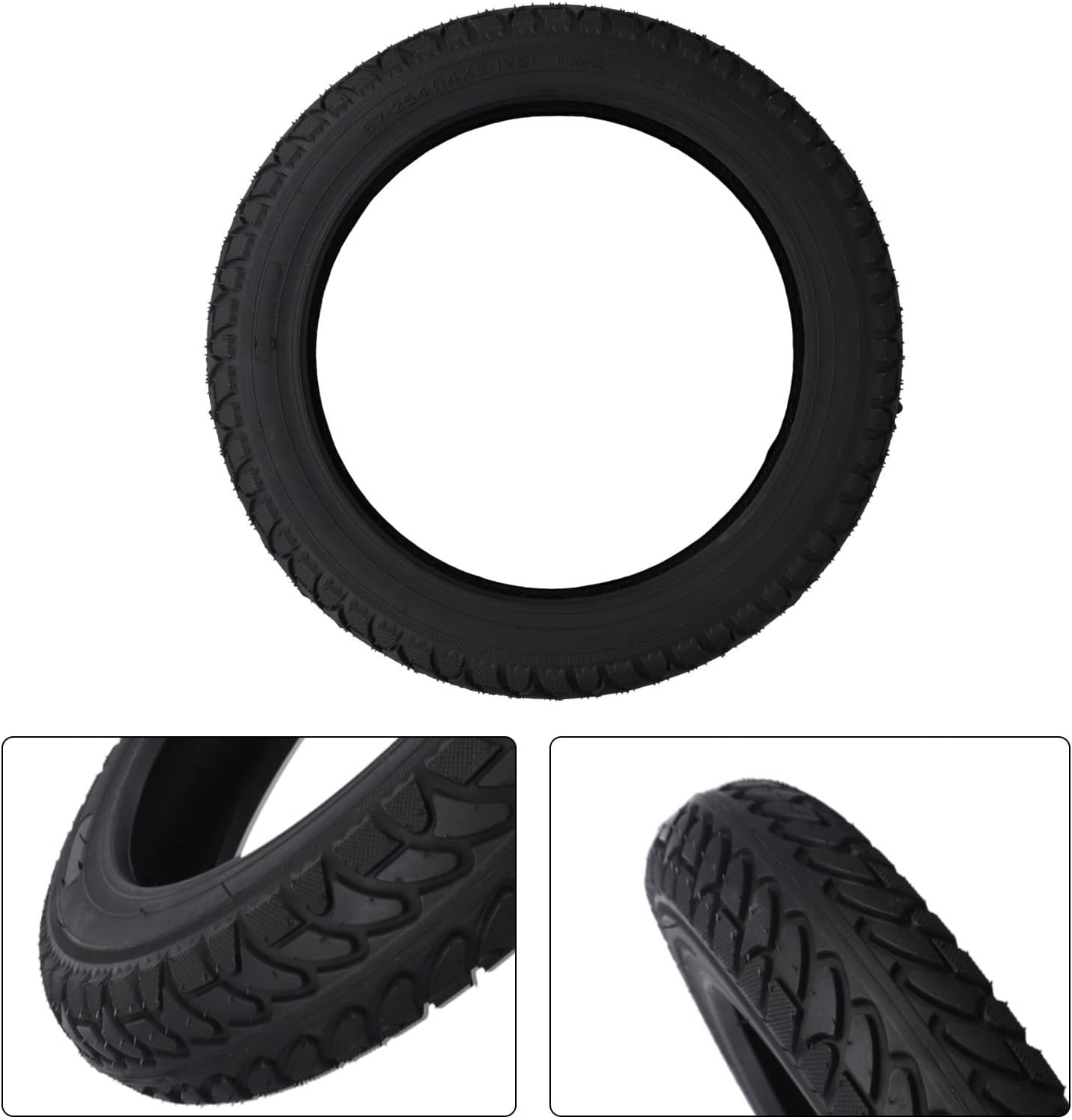 Electric Bike Tire 14 Inch 57-254 (14x2.125) Road Outer Tire For E-Bike Lightweight Rubber Wear-Resistant Black