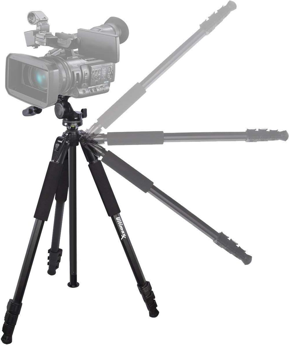 Ultimax’s Extra Large, Water-Resistant Gadget Bag With 80” Tripod Compatible With Camcorders for Panasonic AG-AC160, AC30, AC90A, AC130A, AF100, HVX200, UX-90, UX-180, HC-X1000, HC-X1, And More
