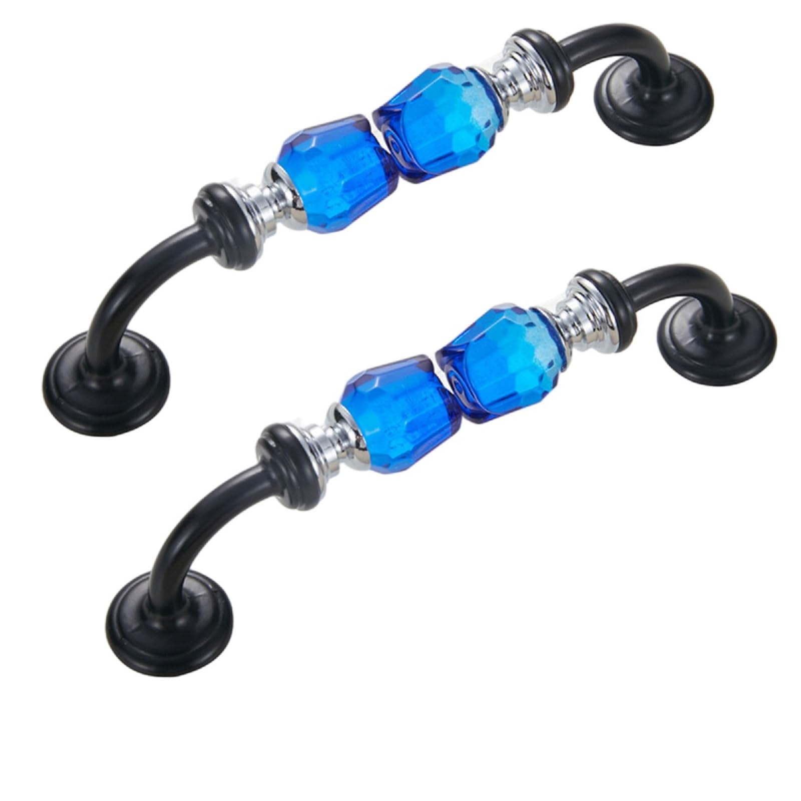 Maniglie in cristallo, 2 pezzi(Black Blue,Double hole)