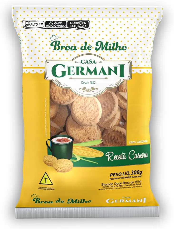 Biscoito Broa De Milho Casa Germani 300G, Biscoito Doce De Milho, Amarelo, Docinha E Crocante, Ingredientes Naturais Selecionados, Qualidade Com Excelência E Tradição, Receita Caseira Desde 1892