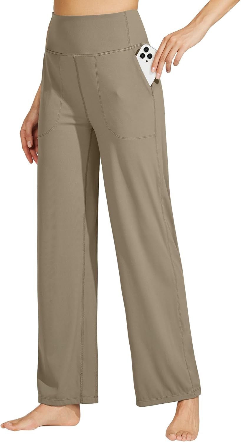 Willit Women's Wide Leg Yoga Pants with Pockets Stretch Loose High Waist Comfy Soft Casual Lounge Sweatpants 28"/30" - Image 2