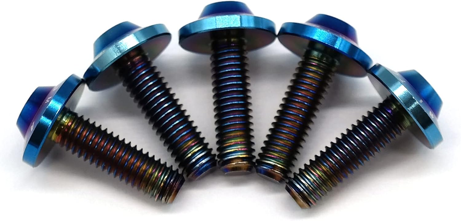 Front Brake Disc Rotor Mounting Bolts for Yamaha RM125 1989-2009, RM250 1989-2012, RMX250S 1992-1998, DRZ400E 2000-2008, DRZ400S 2000-2009 Titanium Tapered Torx Screws M6x20 6 Pcs