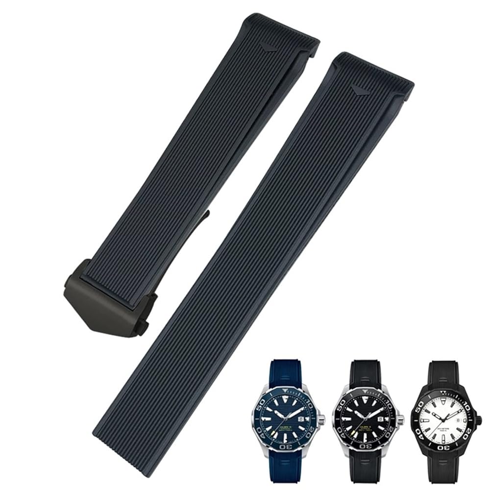 TAG Heuer 用ラバーストラップ 青色20mm アクアレーサーなどに