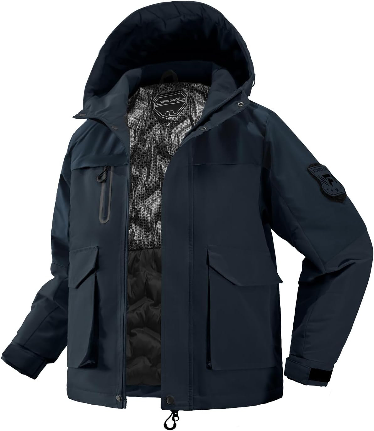 Boys Softshell Jacket with Magic Sleeve Patches Adjustable Hood Cuffs for Skiing Ages 6-16Y