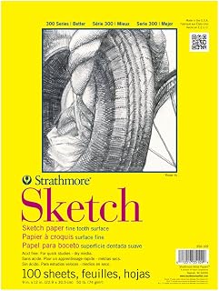 Strathmore 300 Series Sketch Pad, 9x12 inch, 100 Sheets, Glue Bound - Artist Sketchbook for Drawing, Illustration, Art Class Students