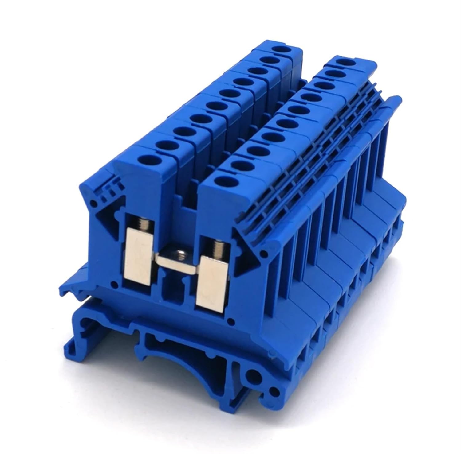 50Pcs Blue UK-2.5B Din Rail Universal Terminal Block Screw Type Wire Cable Electrical Terminal Block Connector Brass 32A