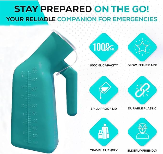 Orinal portátil para hombre 1000ml con asa ergonómica miniatura 3